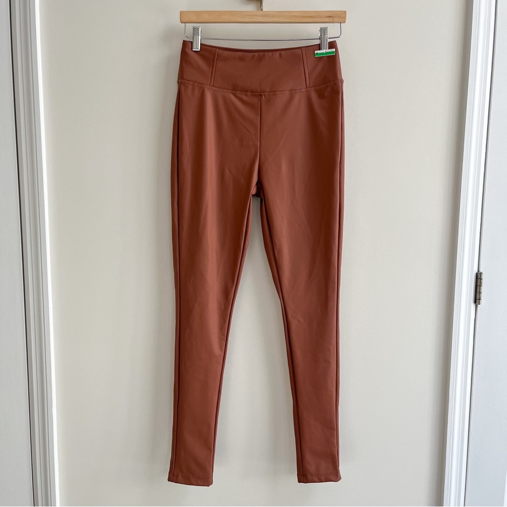 [ookie & lala] high waisted vegan leather leggings cognac